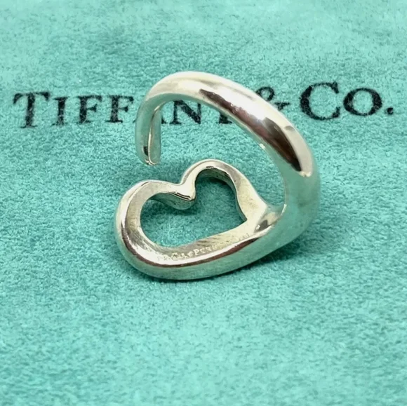 Tiffany & Co Sterling Silver Elsa Peretti Open Heart Ring Size 4.5 - Picture 5 of 8